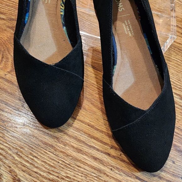 Tom's Jutti Neat Black Suede Flats Slip on Shoes Women's Size 8W - Picture 9 of 14